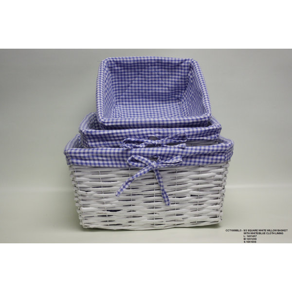 DestiDesign 3 Piece Square Willow Basket with Cloth Lining Set Wayfair
